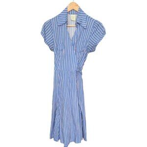 Blue Shabby Apple Striped Wrap Dress